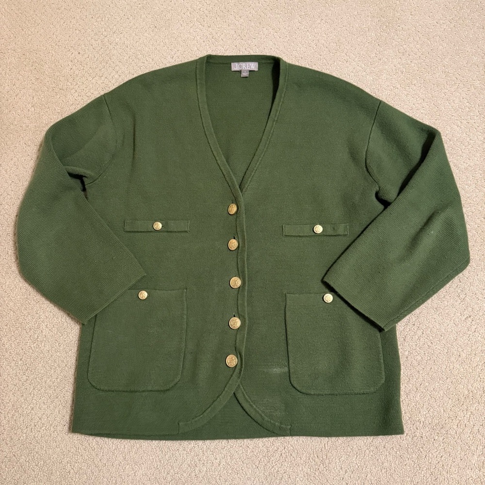 J.Crew Long V-neck Sweater Blazer in Green - Picture 2 of 4